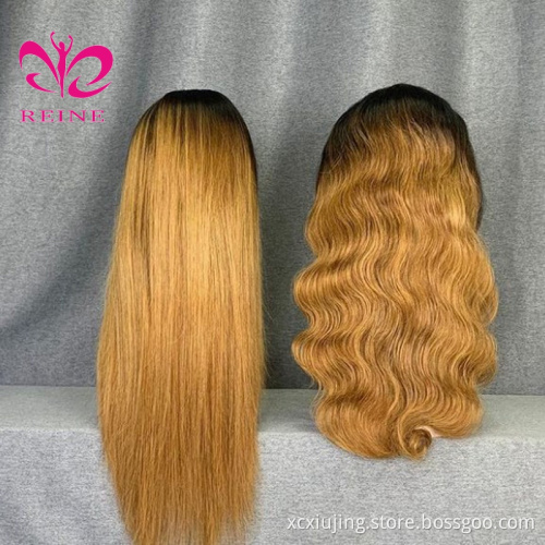 Ombre Human Hair Wig Body Wave /Straight  1B 30 Human Hair Lace Frontal Wigs Ombre Honey Blonde HD Lace  Brazilian Wig
